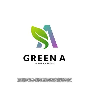 Letter A with leaf logo template vector. Green initial A logo design concept. Stock Illustration