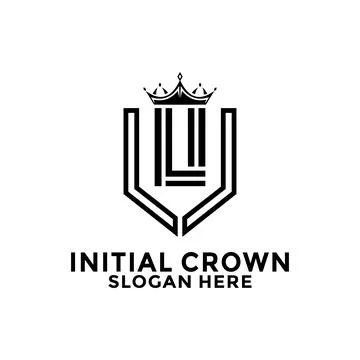 Letter LI or U Shield With Crown Logo design, Initial Letter Logo design te.. Stock Illustration