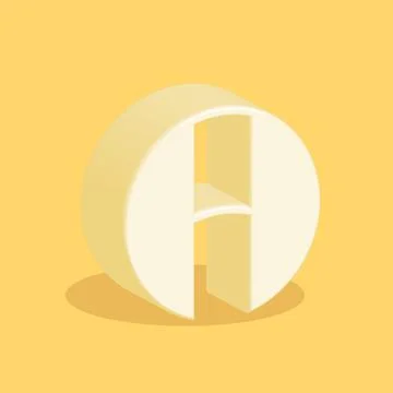 Letter A logo 3d isometric shape, yellow material pop art style emblem, artis Illustrazione stock