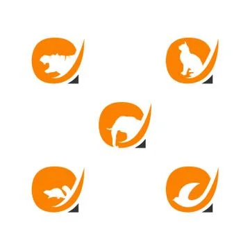 Letter A logo with animals negative space style design イラスト素材