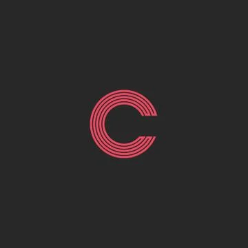 Letter logo C monogram pink broken line, typography graphic design element, b Stock Illustration