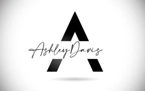 Letter A logo Design with Handwritten Name and Black Colors. Creative letter  Stock Illustration