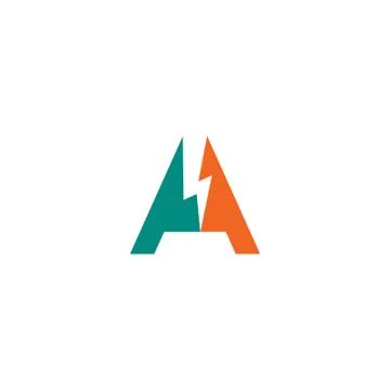 A letter logo design with lighting thunder bolt vector image	 스톡 일러스트