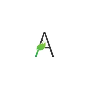 Letter A logo leaf digital icon design concept Stock Illustration