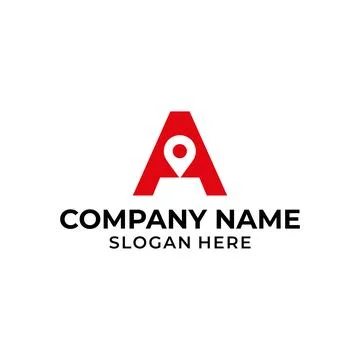 Letter A logo with location icon. A pointer logo template, gps logo initial Stock Illustration