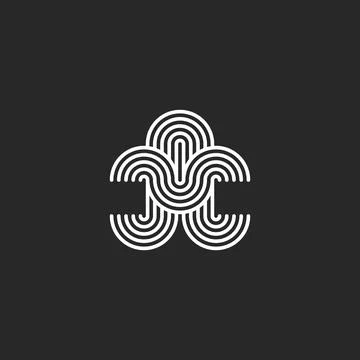 Letter A logo pattern minimal monogram initial, linear offset shape, smooth p Stock Illustration