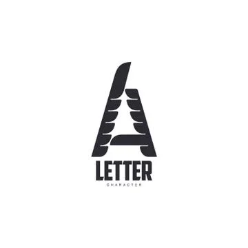 Letter A logo template with three-edged star middle Stock Illustration