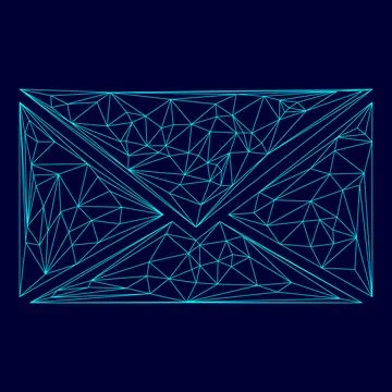 Letter low poly triangulation triangulated polygonal electric cyan blue vib.. Stock Illustration