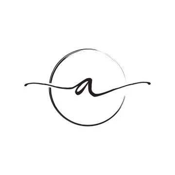 Letter A lowercase handwriting wiith circle brush Illustrazione stock