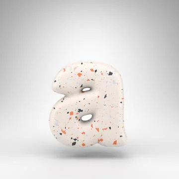 Letter A lowercase on white background. 3D letter with terrazzo pattern textu Stock Illustration