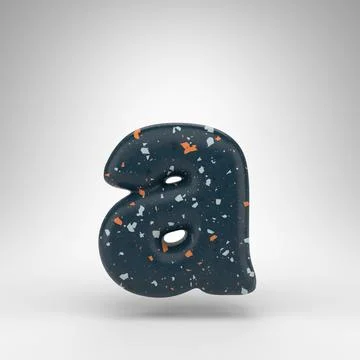 Letter A lowercase on white background. 3D letter with blue terrazzo pattern  Stock Illustration