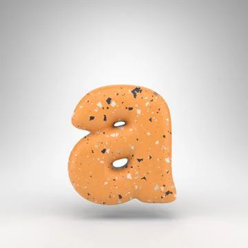 Letter A lowercase on white background. 3D letter with orange terrazzo patter イラスト素材