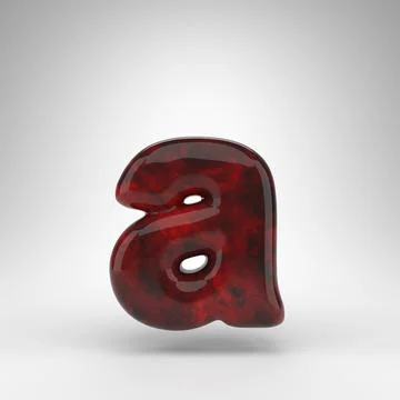Letter A lowercase on white background. Red amber 3D letter with glossy surface. Stock-Illustration