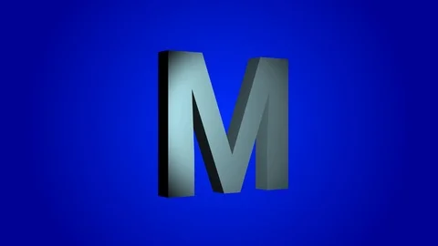 The letter M 3-D rotating on a blue background Stock Footage 114240083