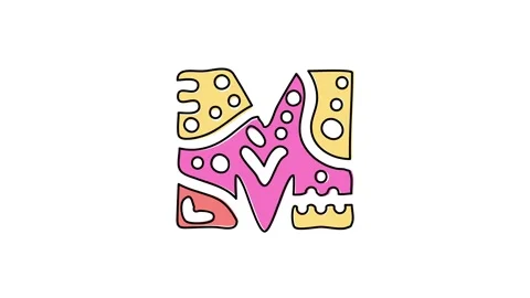 Letter M. 4K video. Isolated on white background. Abstract pattern on letter Stock Footage 163869167