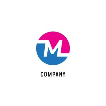 Letter M Alphabetic Logo Design Template,Abjad , Flat Simple Clean, Pink, B.. Illustrazione stock