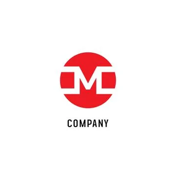 Letter M Alphabetic Logo Design Template, Abjad, Flat Simple &amp; Clean, Red, .. Stock Illustration