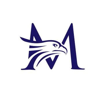 Letter M and Eagle Head Logo Stock Illustration