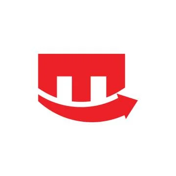 Letter m arrow up geometric logo vector Stock Illustration