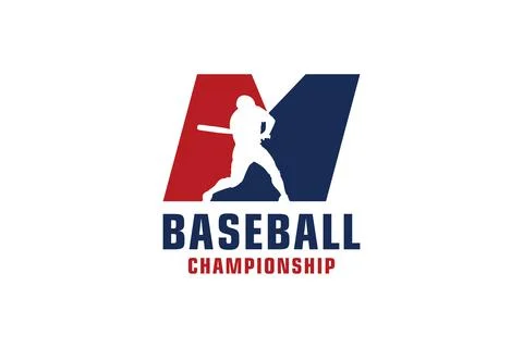 Letter M with Baseball Logo Design. Vector Design Template Elements for Spo.. Stock Illustration