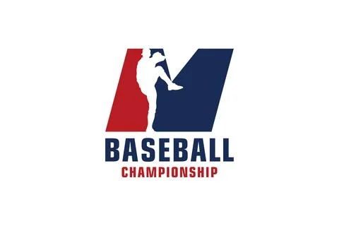 Letter M with Baseball Logo Design. Vector Design Template Elements for Spo.. Illustrazione stock