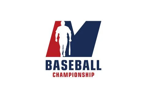 Letter M with Baseball Logo Design. Vector Design Template Elements for Spo.. Stock Illustration