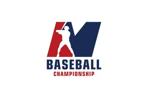 Letter M with Baseball Logo Design. Vector Design Template Elements for Spo.. Illustrazione stock