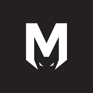 Letter M with bats face logo design vector graphic symbol icon sign illustr.. Stock Illustration