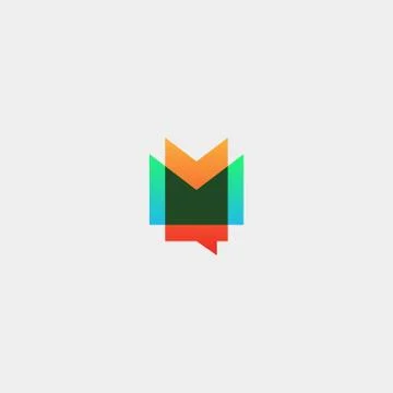 Letter M Chat Logo Template Vector Design Stock Illustration