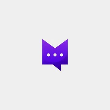 Letter M Chat Logo Template Vector Design Stock Illustration