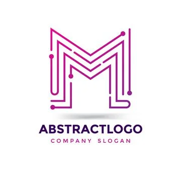 Letter M circles Dots Technology logo vector Stock Illustration