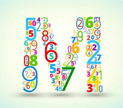 Letter M, colored  font from numbers Stock-Illustration
