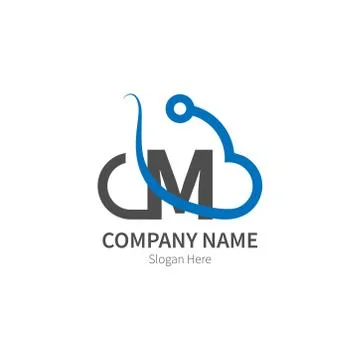 Letter M  combined with cloud technology icon logo Illustrazione stock