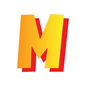 Letter m, comic style typeface with transparent background Stock Illustration