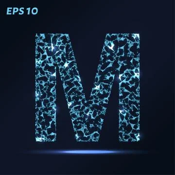 The letter M consists of points, lines and triangles. Vector illustration. Stock Illustration