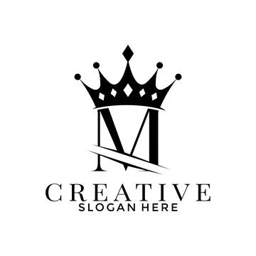 Letter M with Crown logo, Simple Elegant Initial logo design template Stock Illustration
