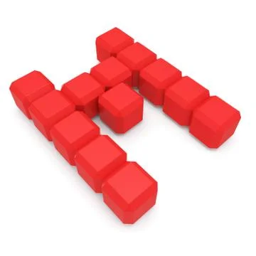Letter m cubic red Stock Illustration