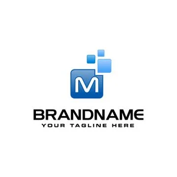 Letter M Digital Pixel Square Symbol Vector design template Illustrazione stock