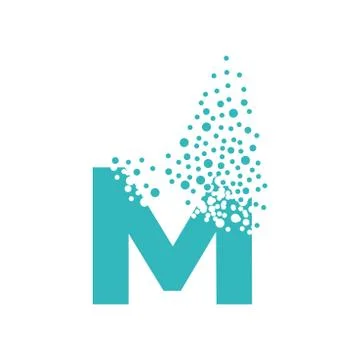 Letter M dispersing into a cloud of bubbles Illustrazione stock