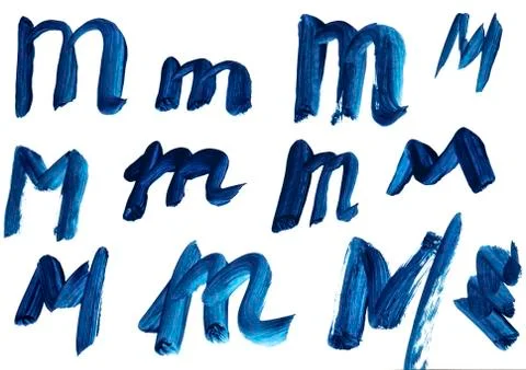 The letter M is drawn in different versions. Stock Illustration
