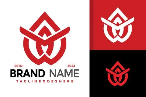 Letter M Drop Fire Monogram Logo vector icon illustration Illustration