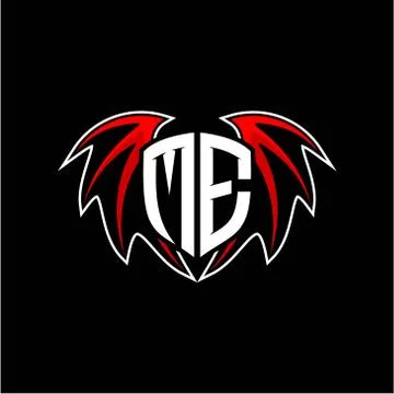 Letter M E initial vector logo template with a minimalist dragon wing style Stock Illustration