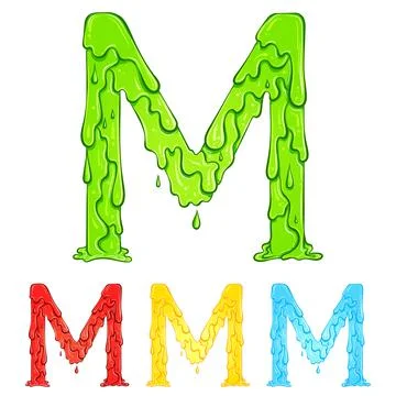 Letter M with flow drops colors Stock Illustration