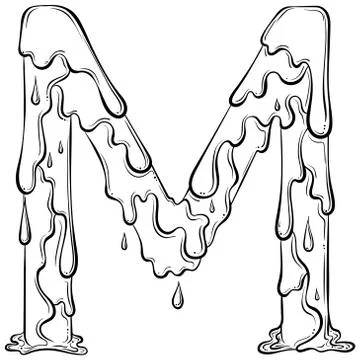 Letter M with flow drops Stock Illustration