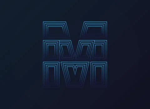 Letter M font, digital technology design, network concept.  Vector illustrati Stock Illustration