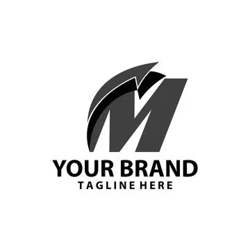 Letter M font monogram arrow shadow logo design vector Illustrazione stock