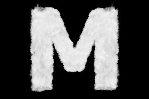 Letter M font shape element made of cloud on black Stock Illustration