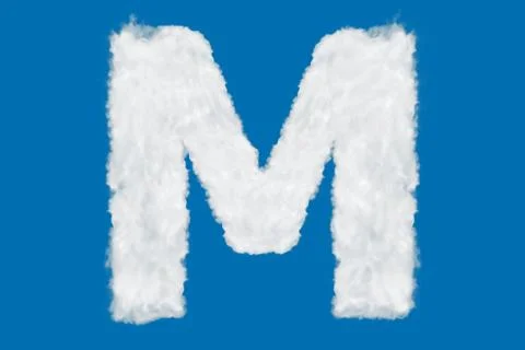 Letter M font shape element made of clouds on blue Stock Illustration