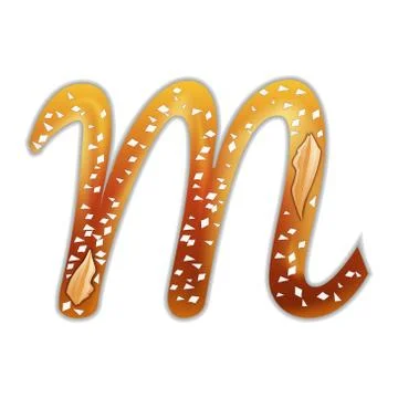 Letter m in the form of a pretzel Stock Illustration