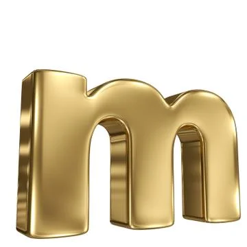 Letter m from gold solid alphabet 스톡 일러스트